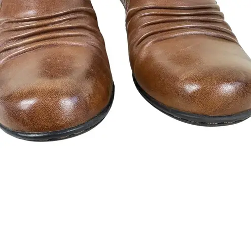 Rockport Cobb Hill Collection Adele Brown Leather Slip On Heeled Booties Size 7