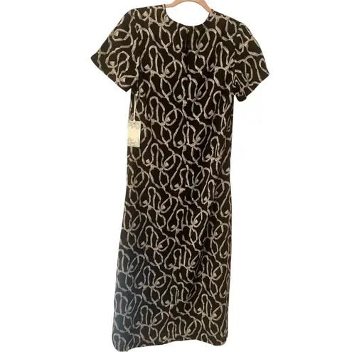 Tuckernuck Hyacinth House Black Short Sleeve Print Rowan Midi Dress Size XS