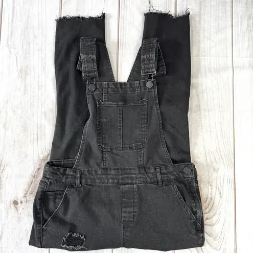 Dollhouse Distressed Black Denim Overalls Frayed Ripped Faded Grunge Streetwear