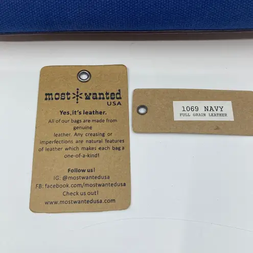 Most Wanted USA Womens Navy Lightweight Canvas Leather Shoulder Tote Handbag