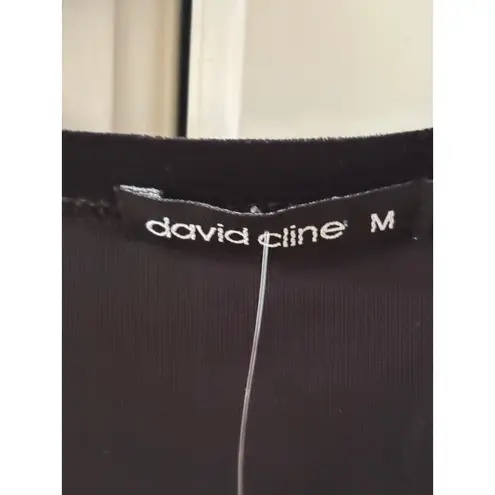 NWT David Cline Sequin Tank Top Sleeveless Party Sparkle Black Gold Medium