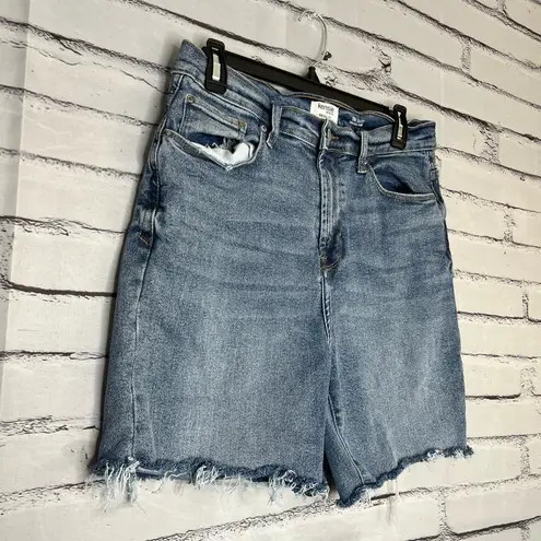 Kensie Jeans Blue Cropped Jean Shorts High Waist Frayed Hem Vintage Slim Fit 30