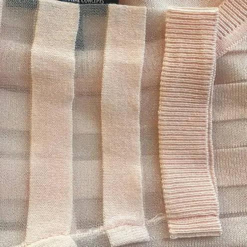 INC Pink Sheer Stripe Top Tee Crop Sparkle Coquette Flirty Girly Feminine Summer Size L