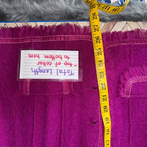 Vtg Purple Magenta Wool Ruffled Blazer Jacket XL Unlined Feminine Coquette