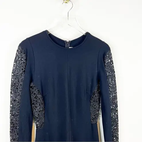 Stella McCartney Lace Paneled Bodycon Midi Dress 8 Black