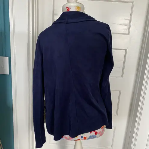 Dana Buchman Navy Microsuede Waterfall Open Jacket