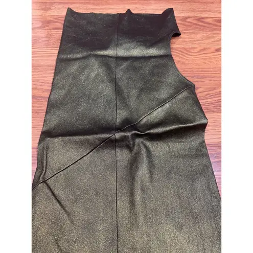 RICK OWENS leather blend Athena Mini Dress In Metallic Acid IT 40 / US 4 nwt Green Size undefined