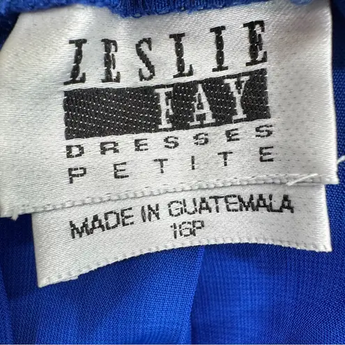 Leslie Fay Vintage 80s Electric Blue Plisse Pleated Midi Skirt