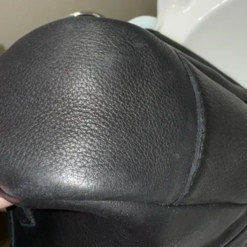 MARGOT New York Leather Handbag Gold Zip Top Women's Black Hobo Shoulder Bag