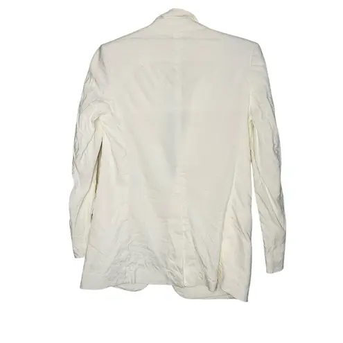 Club Monaco White Linen Single Brown Button Front Pocket Blazer Jacket size 4