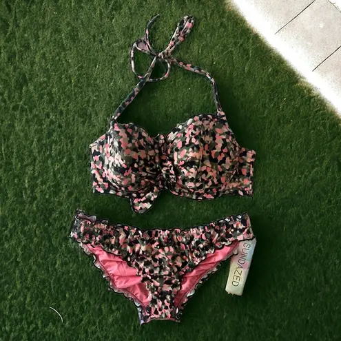 Ava Sundazed Cruise Bikini Set, Mermaid Ruffle Bottom S,  Ruffle Bow Top Size 34D