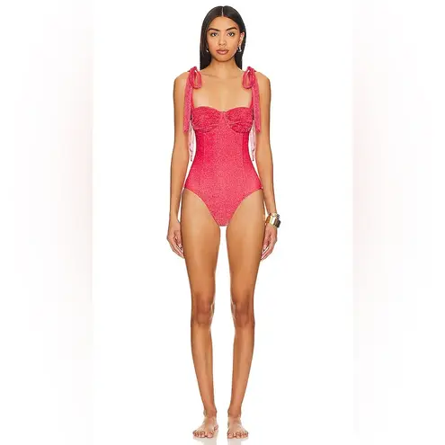 Beach Riot  Dede‎ Lurex Tie Shoulder One Piece Underwire Swimsuit  Large