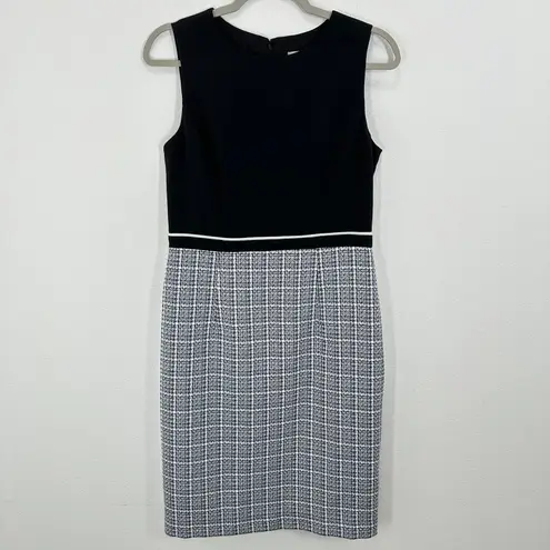 Kasper Black Blue Tweed Plaid Sleeveless Dress Career Work Office NWOT Size 4