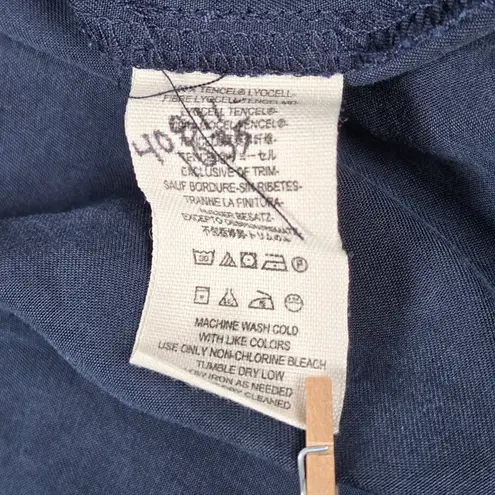 Free People  Off Campus Embellished Long Sleeve Button Down Shirt Navy Blue M