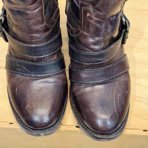 FREEBIRD by Steven ESTES Boots Short Booties Buckle Brown Leather Womens Size 8