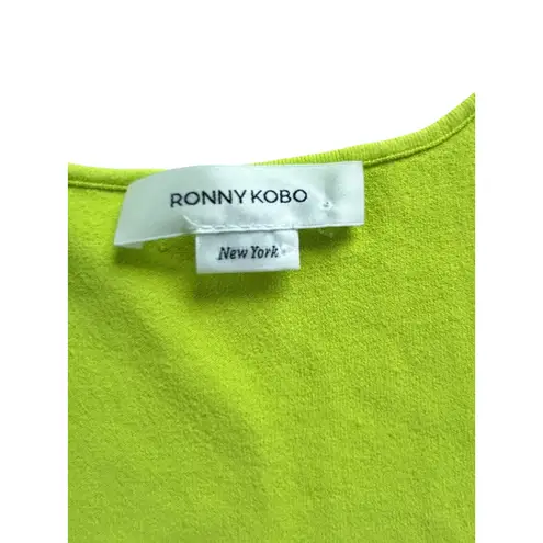 RONNY KOBO Lime Green Tank Midi Dress Square Neck Sleeveless Size Small