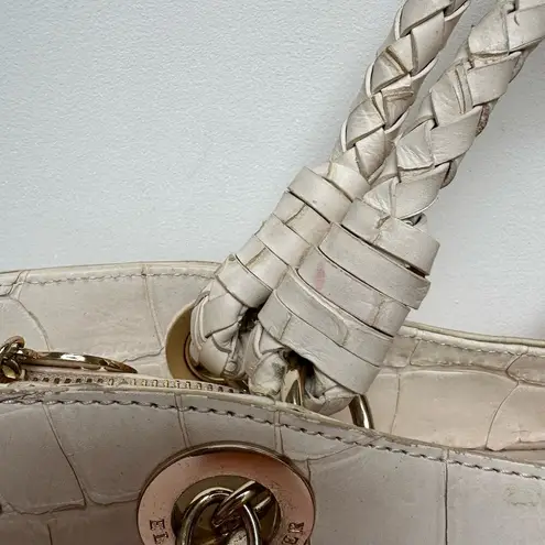 Elaine Turner Woven Cream Leather & Raffia Shoulder Bag