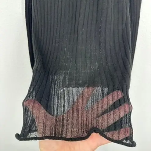 ASOS Design Womens Top US 2 UK 6 Black Long Sleeve Ribbed Sheer See Through NWT