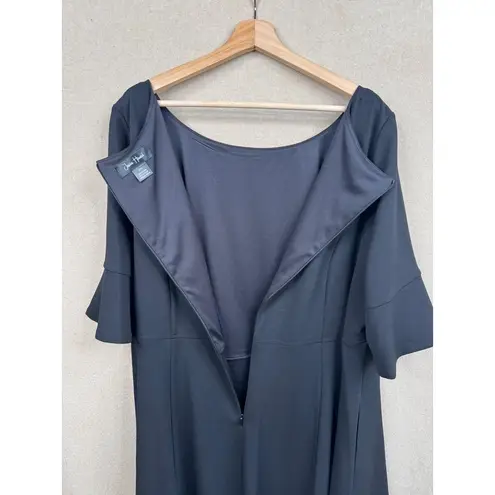 Jessica Howard Dress Womens 22W Black Short Bell Sleeve Pleated Mini