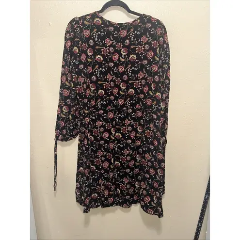 Floral Print Dress‎ Long Sleeve Black Bohemian Mini or Tunic Size 3X