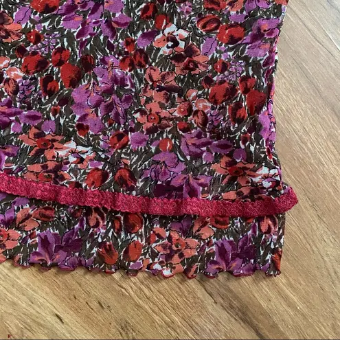 Sonia Fortuna Firenze Bohemian Chic Magenta & Red Floral Blouse Size M