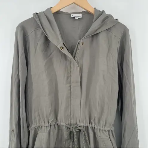 Heartloom NEW Jacket Green Coat Zipper Cinch Anorak Hood Lightweight Large NWOT