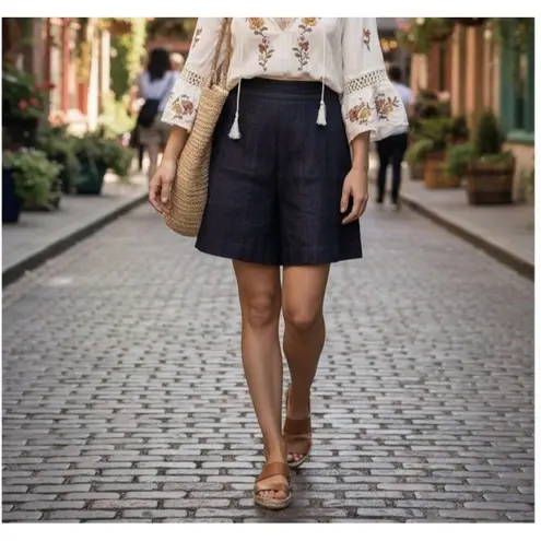 Karl Lagerfeld Shorts Womens Medium Linen High Rise Tailored Classic France