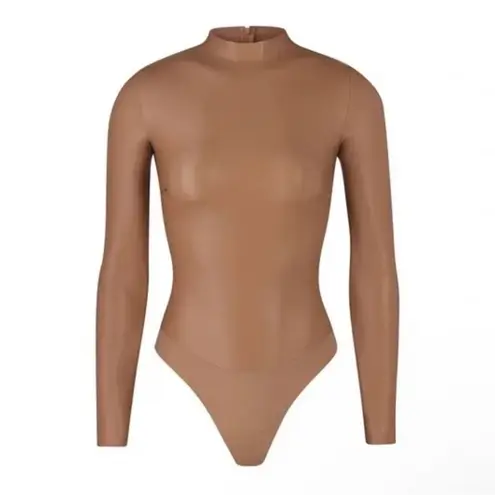 SKIMS NWT Faux Leather Long Sleeve bodysuit in Sienna Sz 3X SOLD OUT!
