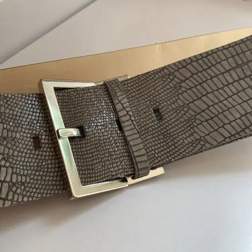 Banana Republic  Snakeskin Leather Wide Statement Belt Silver Hardware Designer