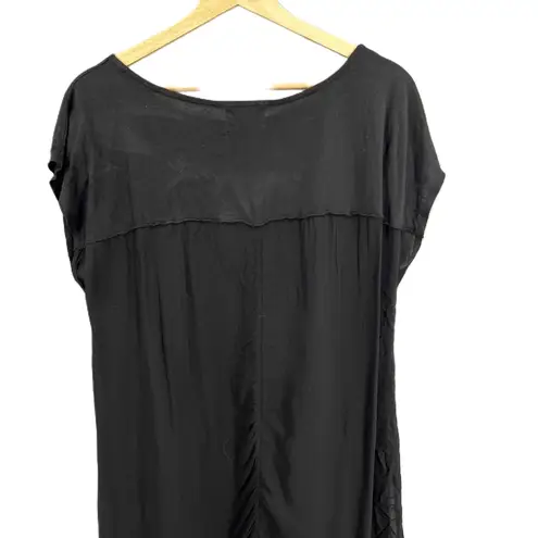 Anthropologie  T.La Tunic Top Black Short Sleeve High Slit Womens Small