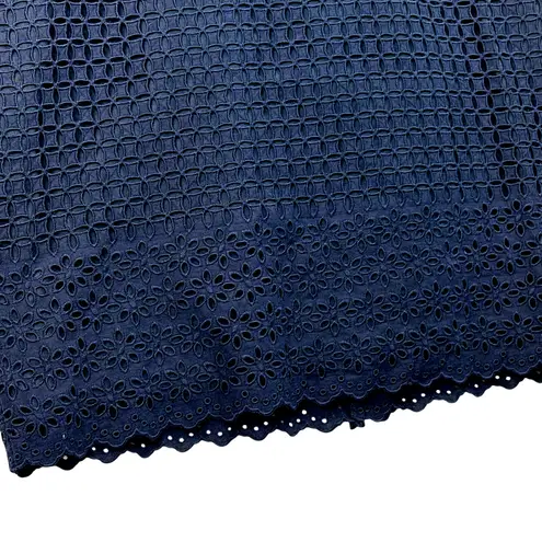 Brooks Brothers Eyelet Sheath Dress Navy Size 2 Sleeveless Cutout Bow Back Prep