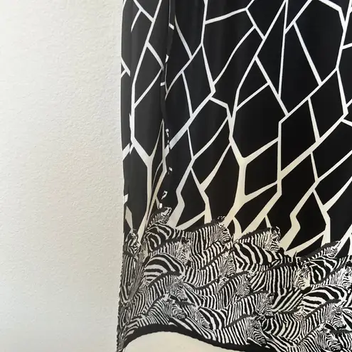 Kathie Lee Collection Black & White Sleeveless Maxi Dress Size 12 14 Zebra Print