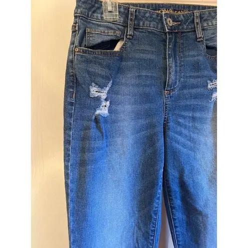 Arizona Jeans Womens Distressed Bootcut Denim Pants With Faded Detailing Size 6