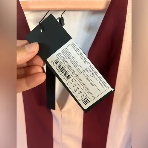 New Lost Ink Chic Striped Midi Dress in Burgundy and Pink | Size Medium Red