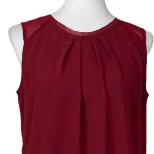 Soft Surroundings Top Sleeveless Pleated Neck Dark Red Women’s Size Medium