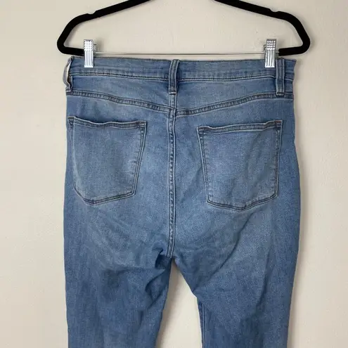 J. Crew Factory Woman's Sz 31High Rise Medium Wash Skinny Jeans Frayed Acid Wash Blue