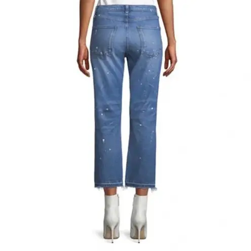 Veronica Beard Ines Paint Splatter 10.75" Cropped Girlfriend Jeans Size 26