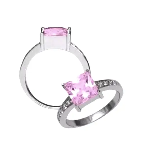 None 🆕 💍 NEW 925 Sterling Silver Pink CZ Princess Ring Engagement Wedding Valentine
