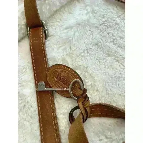 Fossil  Vintage Brown Leather Zipper‎ Crossbody Bag