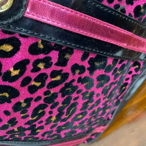 Betsey Johnson Vintage Betseyville  Pink Leopard Satchel Handbag Rockabilly Y2K