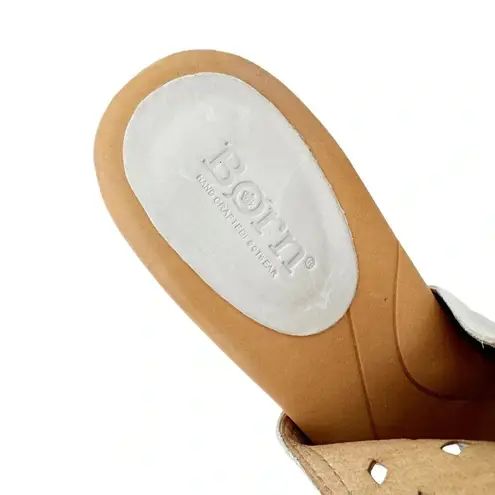 Born Leather Havana Open Toe Slingback Comfort Sandal Cream Beige Size 10