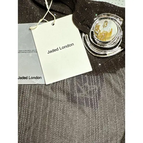 Jaded London Knitted Trim Plunge Dress in Brown 4 New Womens Maxi Gown