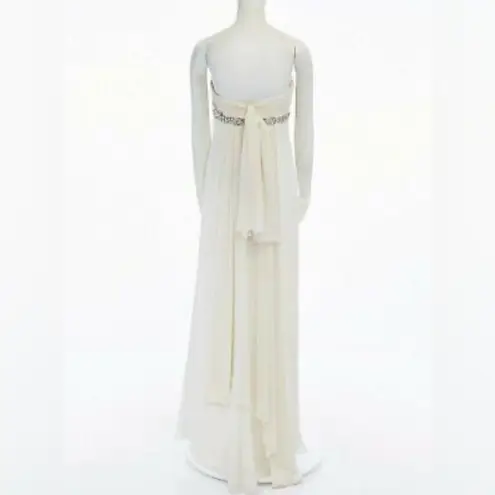 Notte Marchesa cream strapless beaded layered silk wedding formal dress, size 0