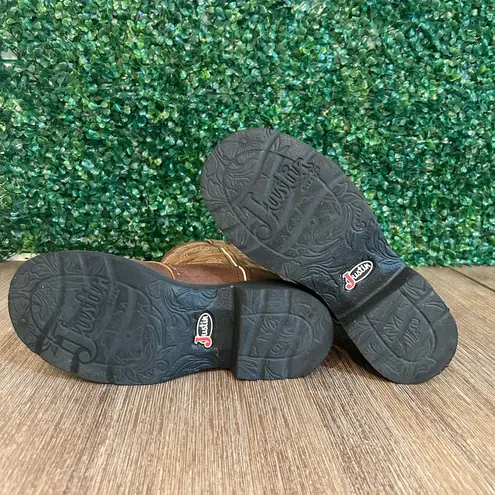 Justin Women’s 7.5B Brown Leather Roper Cowboy Boots – Western Classic