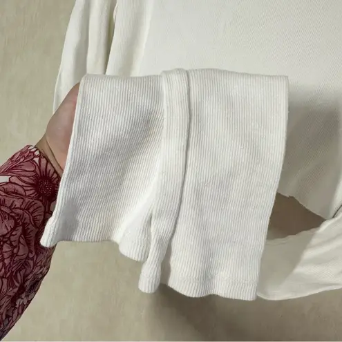 Eterne Women’s Cropped Fitted Turtleneck Top Butter Ribbed Soft Jersey Cream L White Size L