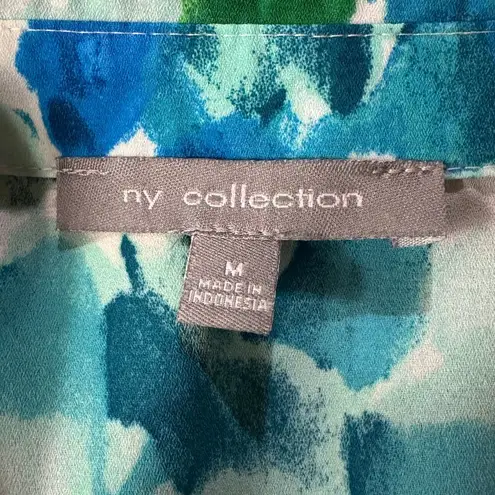 Ny Collection Medium Top Button-Up Long Roll-Tab Sleeves Semi-Sheer Hi-Low Hem