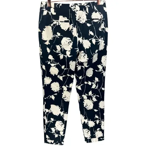Boden Women's Black White Floral Print Cropped Trousers Pants Size 6 Long Preppy