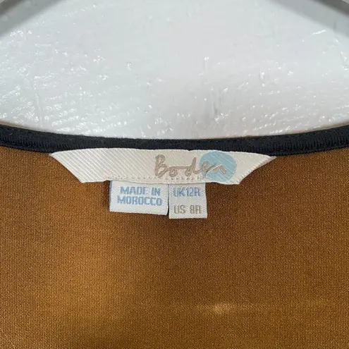 Boden USA Boden Women 8 Tan Brown Oh Deer Print Dress Fit & Flare Jersey 3/4 Sleeve