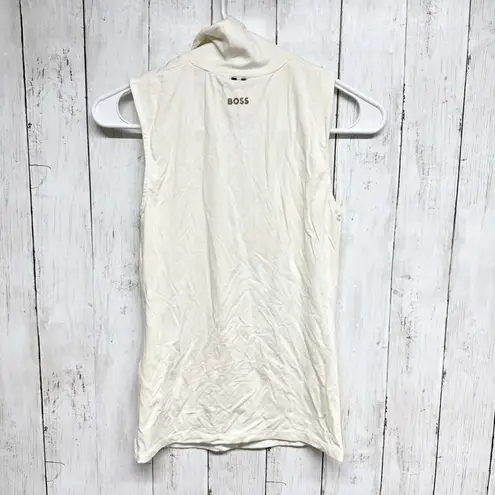 Boss Shirt Women Size XS Cream Sleeveless Turtleneck Blouse Streetwear Casual