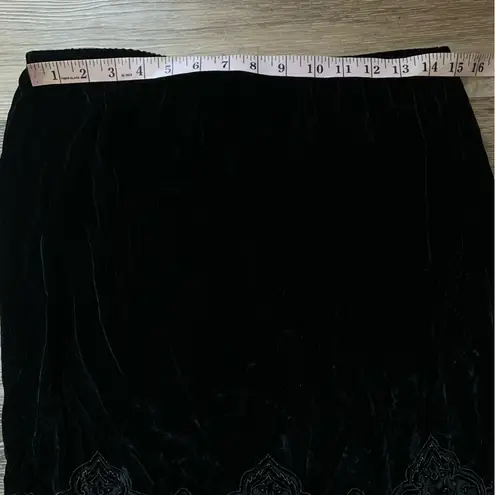 Vintage Carole Little Elegant Black Silk Blend Embroidered Skirt L Size L